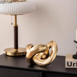 Abstract Circular Sculpture Golden Resin Ornament Desktop Knot Sculpture Display Model Handicrafts Figurines Decoration Crafts