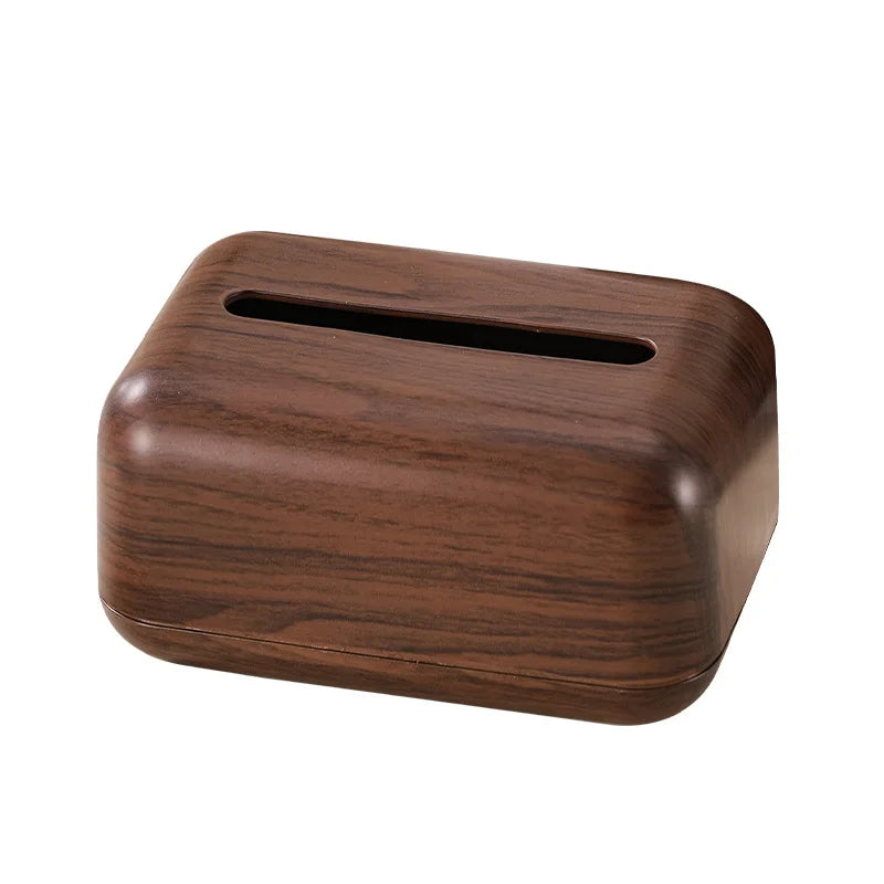 Vintage Faux Wood Plastic Tissue Box Cover Chinese Desktop Napkin Dispenser Home Restaurant Decor Christmas Halloween Gift