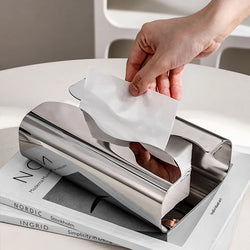 Stainless Steel Tissue Box, Artistic Pull-Paper Dispenser with Irregular Design - Desktop/Living Room Napkin Holder and Tissue Dispenser for Living Room, Bedroom, Kitchen and Hotel