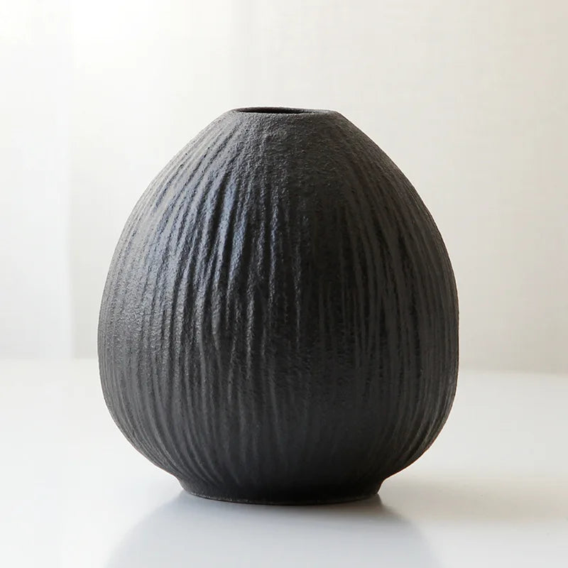 Japanese Style Stoneware Vase, Retro Style Flower Pot, Ceramic Tea Set Ornaments, Zen Home Decoration, Pottery Flower Ware
