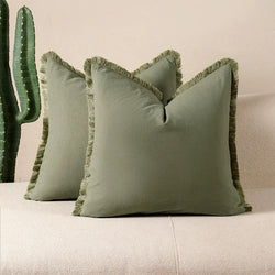 Solid Fringe Boho Cushion Cover With Tassels Soft Accent Throw Pillow Cover For Couch Sofa Bed Living Room Pillowcase Home Decor
