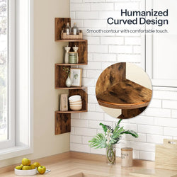 5-Tier Corner Shelf, Wall-Mounted Floating Shelves, Space-Saving Storage for Bedroom, Living Room, Bathroom and Home Office