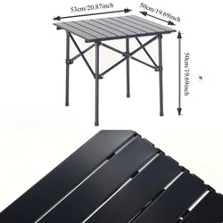 Portable stainless steel folding table, camping barbecue table - compact outdoor leisure thickened picnic equipment.