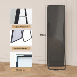 Anajqaqia 140 × 40 cm Full-Length Mirror with Aluminum Frame and Metal Stand, HD Large Wall Mirror for Living Room
