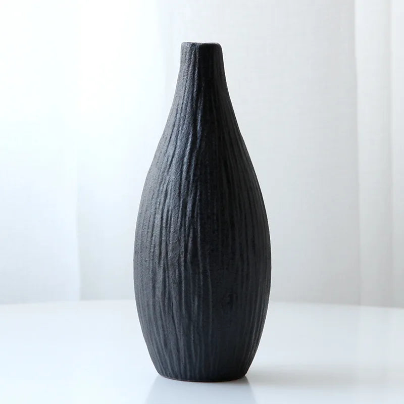 Japanese Style Stoneware Vase, Retro Style Flower Pot, Ceramic Tea Set Ornaments, Zen Home Decoration, Pottery Flower Ware