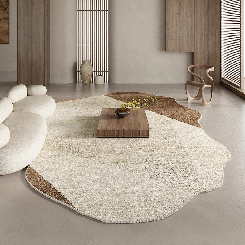 American Retro Rugs for Bedroom, Fluffy Soft Brown Plush Rug, Irregular Living Room Decorative Carpet, Large Thickened Floor Mat