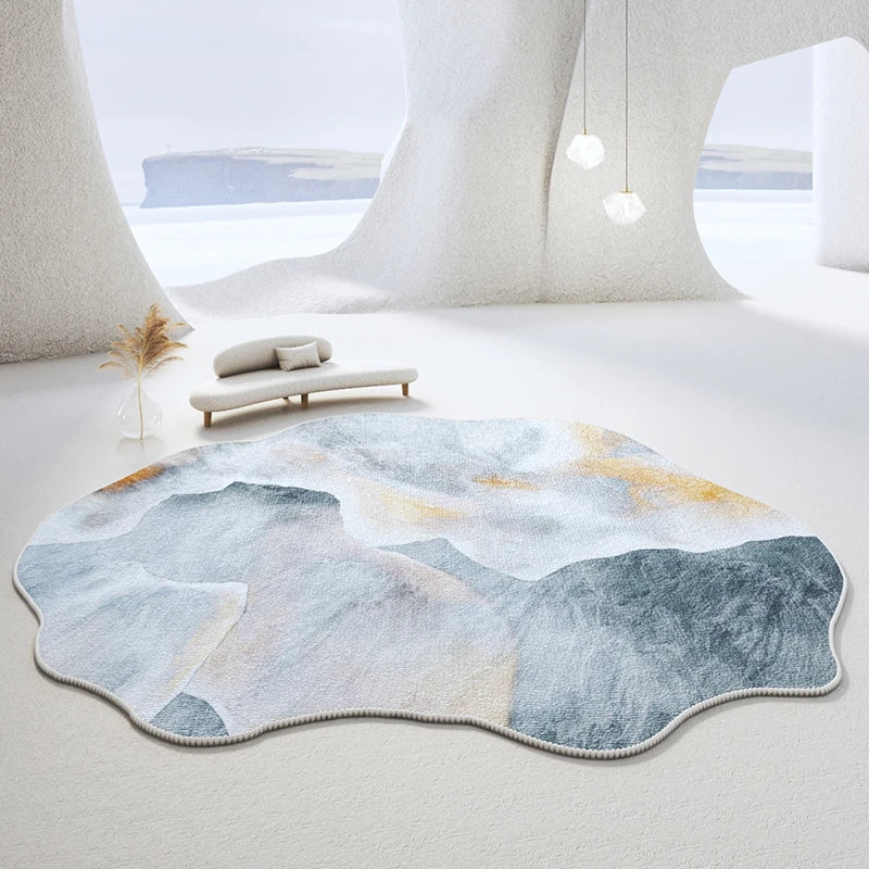 Light Luxury Bedroom Decor Irregular Rug, Large Living Room Rug, Washable Lounge Soft Floor Mat, Home Anti-Slip Carpet