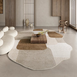 American Retro Rugs for Bedroom, Fluffy Soft Brown Plush Rug, Irregular Living Room Decorative Carpet, Large Thickened Floor Mat