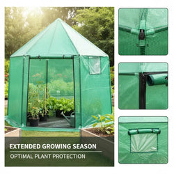 Foldable Mini Greenhouse 198 x 172 x 190 cm, with Zipper Door, Double Mesh Windows, Wind Ropes and Pegs, for Outdoor Garden Plants and Growing
