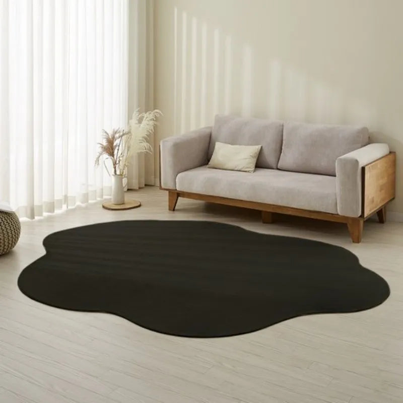 VIKAMA Minimalist Solid-Color Wabi-Sabi Style Rug, Irregularly Shaped Living Room Rug, Home and Bedroom Decorative Carpet