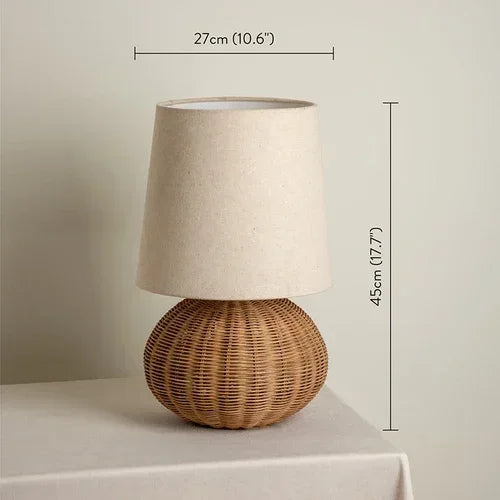 Wabi-sabi Retro Desk Lamp Handwoven Rattan Shade Japanese for Bedroom Living room Hotel Study Decor E27 Bulb Table Light