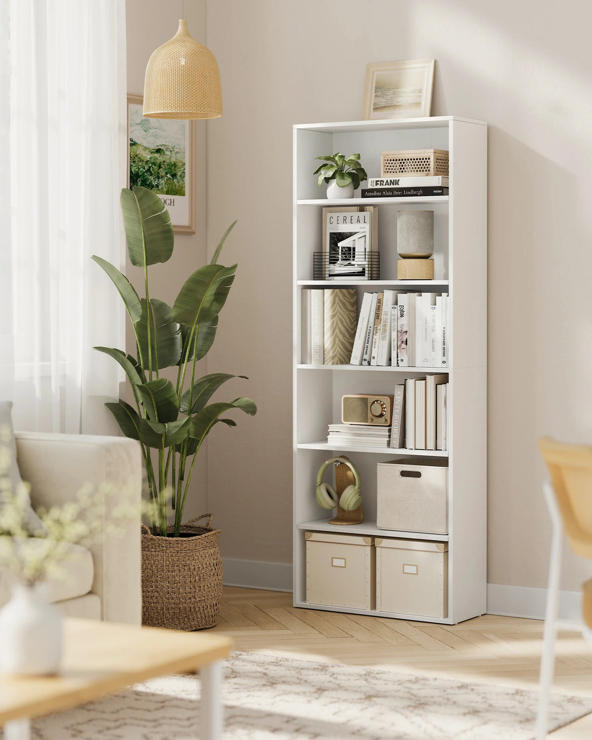 Vasagle 6-Tier Bookcase, Living Room Shelf and Storage Rack