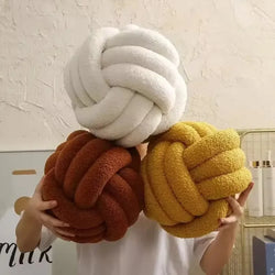 Woven Ball Pillow Knotted Cushion with Backrest Round Ball Shape Perfect for Sofa Decoration For Home Bedroom Decoration
