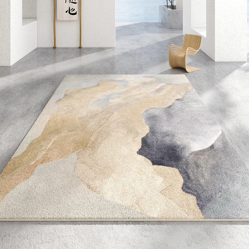 Light Luxury Bedroom Decor Irregular Rug, Large Living Room Rug, Washable Lounge Soft Floor Mat, Home Anti-Slip Carpet