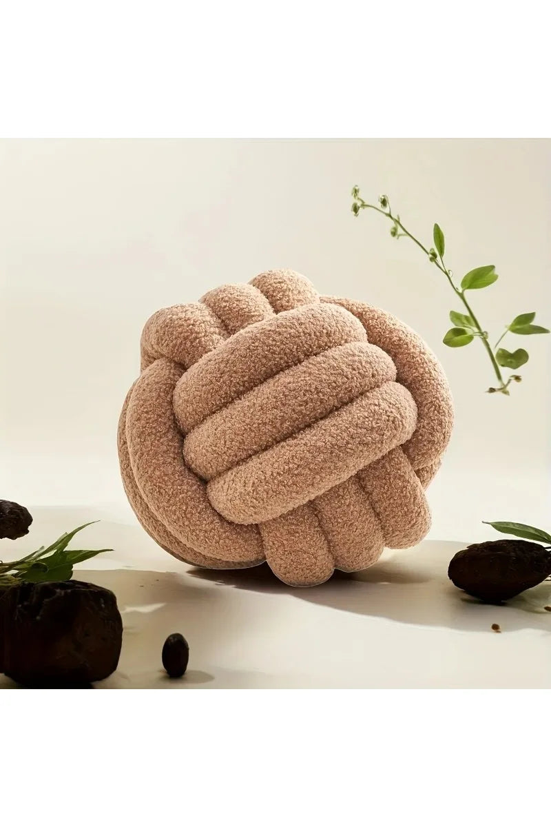 Woven Ball Pillow Knotted Cushion with Backrest Round Ball Shape Perfect for Sofa Decoration For Home Bedroom Decoration