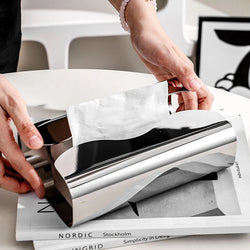 Stainless Steel Tissue Box, Artistic Pull-Paper Dispenser with Irregular Design - Desktop/Living Room Napkin Holder & Tissue Distributor for Living Room, Bedroom, Kitchen, Hotel
