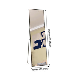 Anajqaqia 140 × 40 cm Full-Length Mirror with Aluminum Frame and Metal Stand, HD Large Wall Mirror for Living Room