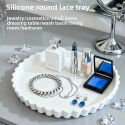 30Cm Silicone Lace Round Fruit Tray Jewelry Sundries Storage Tray Household Silicone Food Tray Fruit Tray Multifunctional