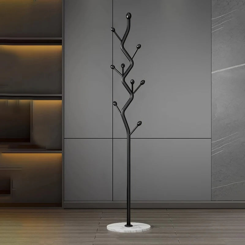 Modern metal vertical coat rack - with marble base | Exquisite and simple design, freestanding hall hat and coat rack