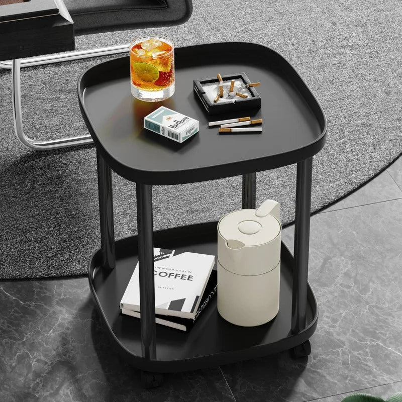 Mahjong Coffee Table, Tea Stand, Mahjong Table, Shelf, Small Side Table for Chess/Card Room, Playing Cards and Movable Tea Table