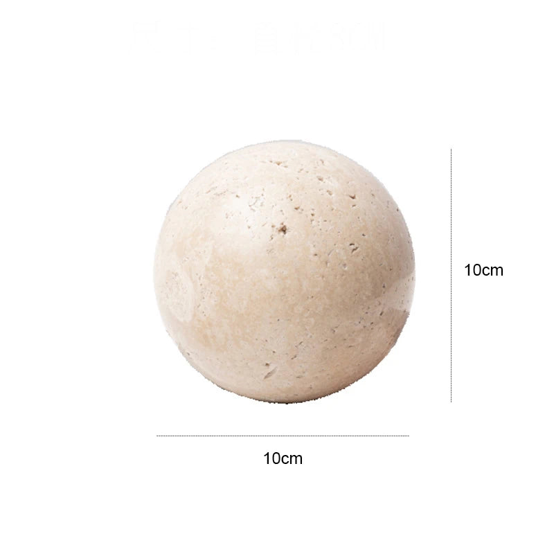 Natural Marble Stone Ball Decor for Table and Shelf Vintage Travertine Sphere Sculpture for Home Decoration