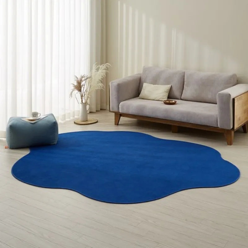 VIKAMA Minimalist Solid-Color Wabi-Sabi Style Rug, Irregularly Shaped Living Room Rug, Home and Bedroom Decorative Carpet