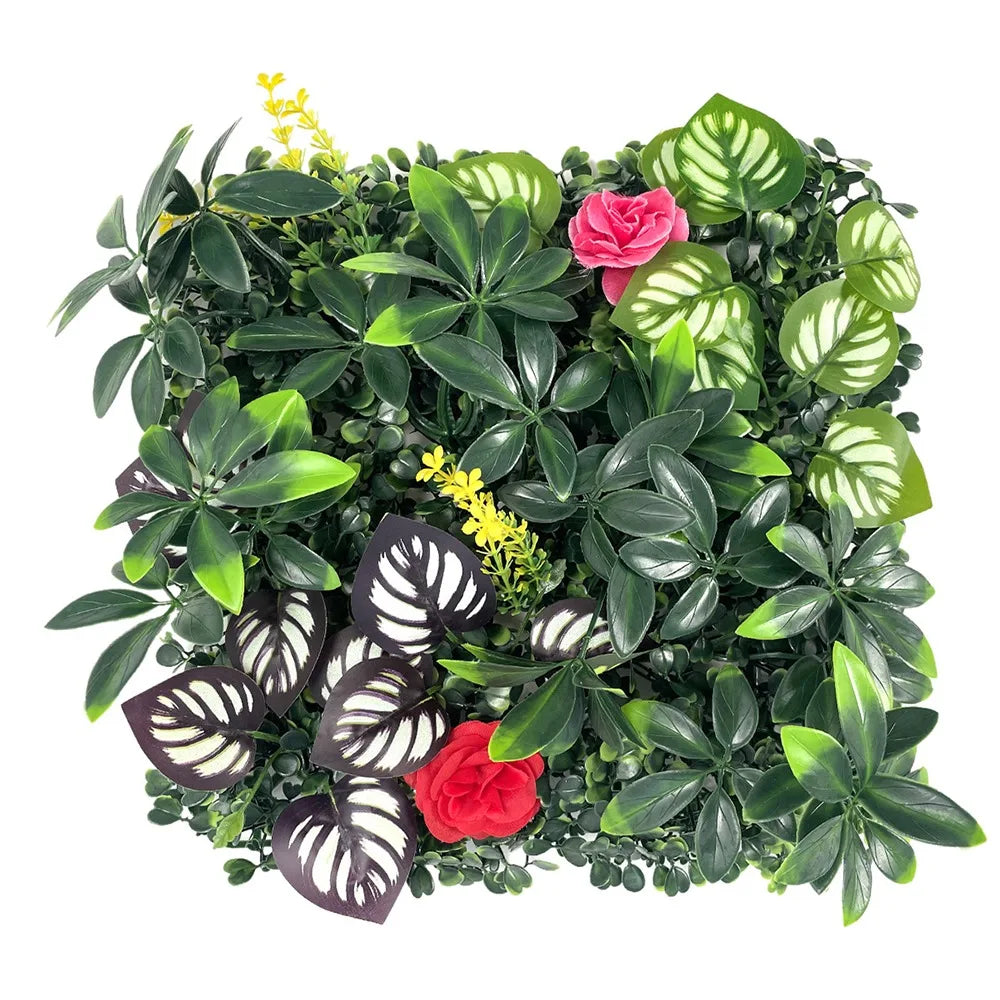 DIY Artificial Plant Wall Panel, Everlasting Sunflower Artificial Eucalyptus Green Mat, 25 * 25 cm Simulated Maple Plant Sheet