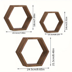 Hexagonal Floating Wall Shelf, Hexagon Storage Rack - for Home Decor Lovers - Perfect Gift - Suitable for Bathroom and Bedroom