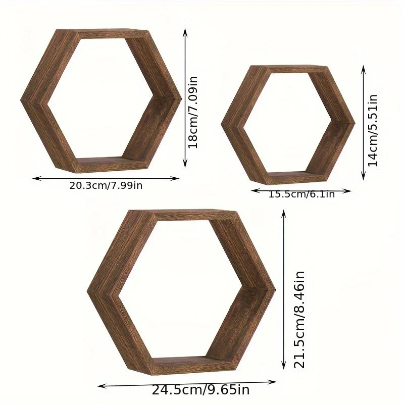 Hexagonal Floating Wall Shelf, Hexagon Storage Rack - for Home Decor Lovers - Perfect Gift - Suitable for Bathroom and Bedroom