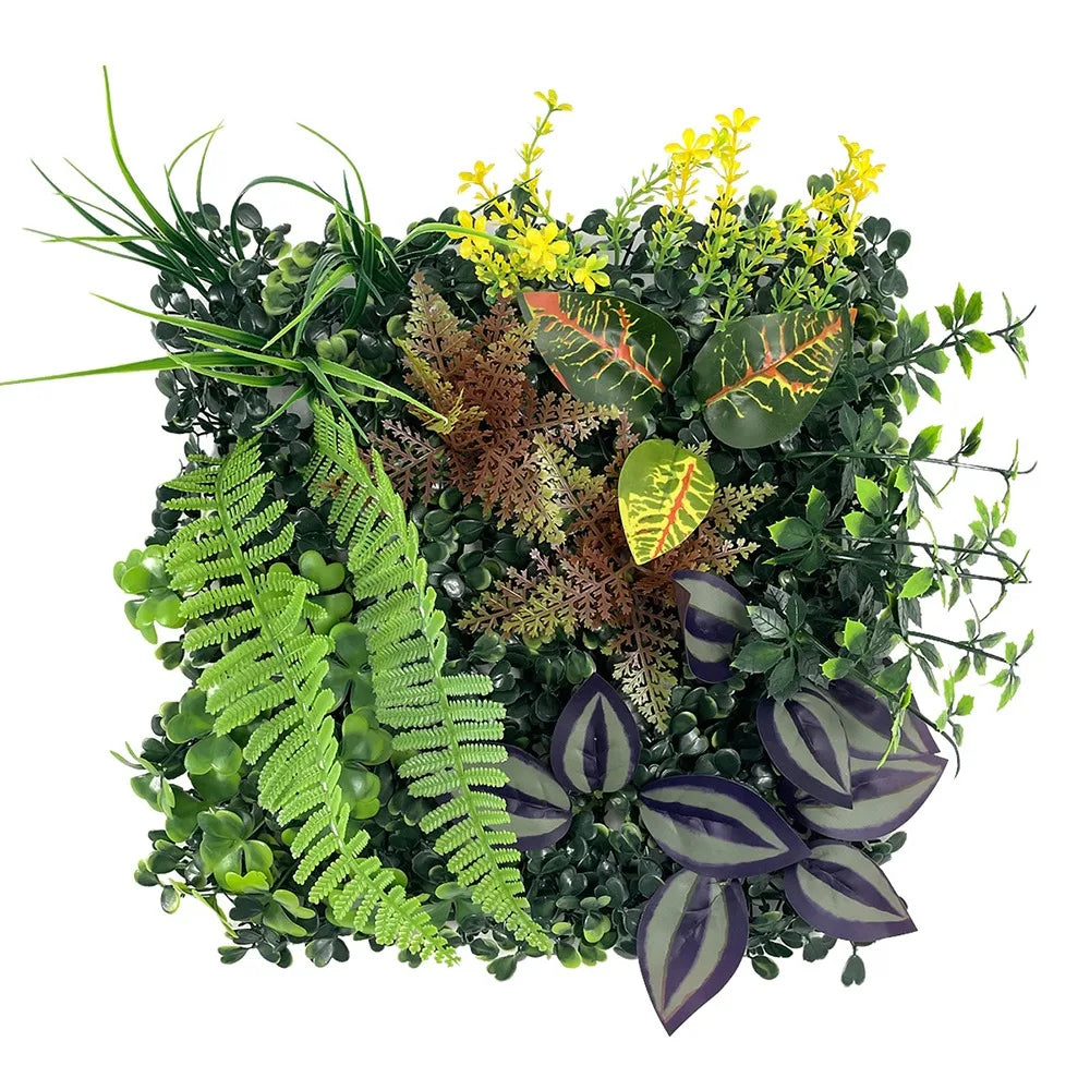 DIY Artificial Plant Wall Panel, Everlasting Sunflower Artificial Eucalyptus Green Mat, 25 * 25 cm Simulated Maple Plant Sheet