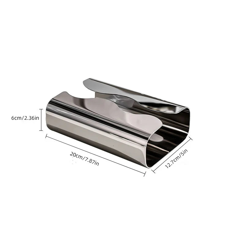 Stainless Steel Tissue Box, Artistic Pull-Paper Dispenser with Irregular Design - Desktop/Living Room Napkin Holder & Tissue Distributor for Living Room, Bedroom, Kitchen, Hotel