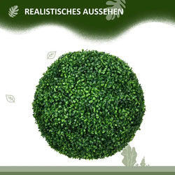 2-Piece Set of Boxwood Trees, Artificial Plants, UV-Protected Houseplant Decor, for Indoor and Outdoor Use, Green
