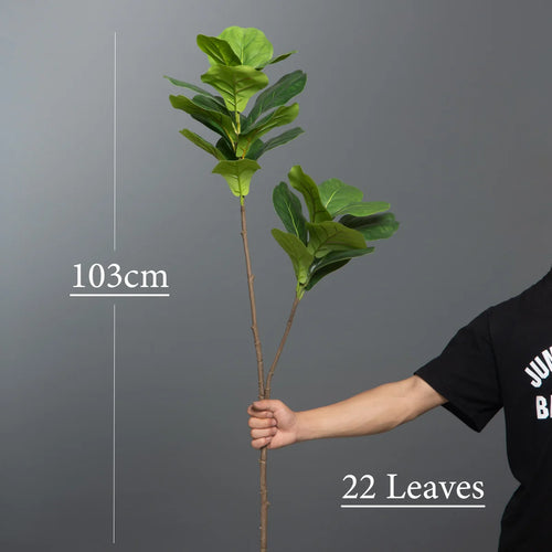 103cm/132cm Artificial Ficus Tree Branch Large Fake Banyan Plants Plastic Rubber Tree Leaves For Home Garden Office Room Decor
