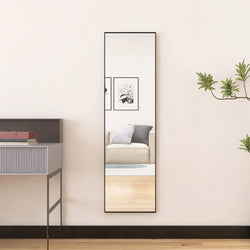 Anajqaqia 140 × 40 cm Full-Length Mirror with Aluminum Frame and Metal Stand, HD Large Wall Mirror for Living Room