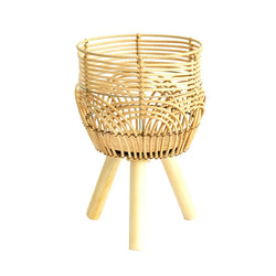 Woven Flower Pot, Faux Rattan Plant Stand, Tall Living Room Floor Shelf, Balcony Bamboo Woven Flower Basket Planter