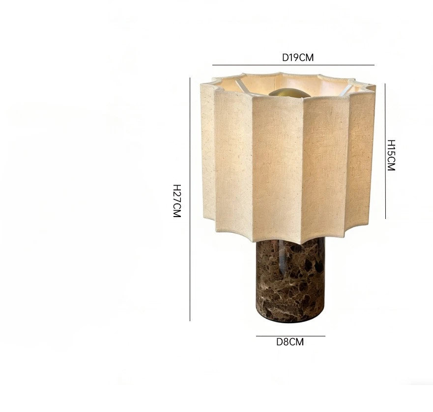 Luxury Beside Lamp Natural Marble Table Lamp Fabric Lampshade Yellow Stone Desk Lamp Living Room Bedroom