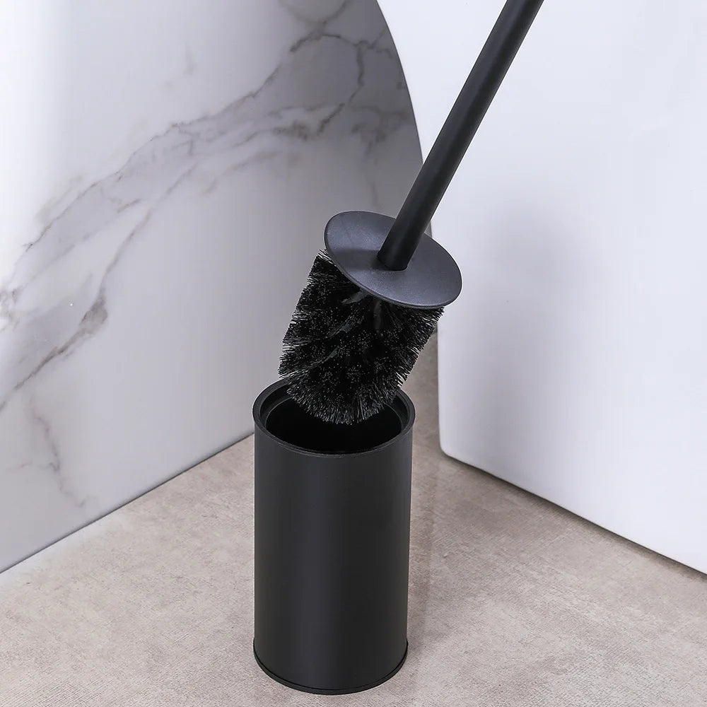 Circular type Stainless Steel Toilet Brush Black Bathroom Cleaning Brush Holder with Toilet Brush Wall Mount Seven color options