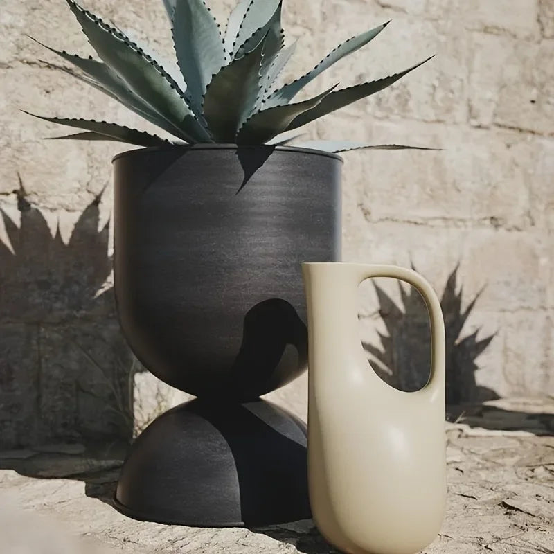 Iron Art Planter for Villa Outdoor and Garden, Rust-Resistant, Irregular Shape, Floor-Mounted, Black, 2-Way Design