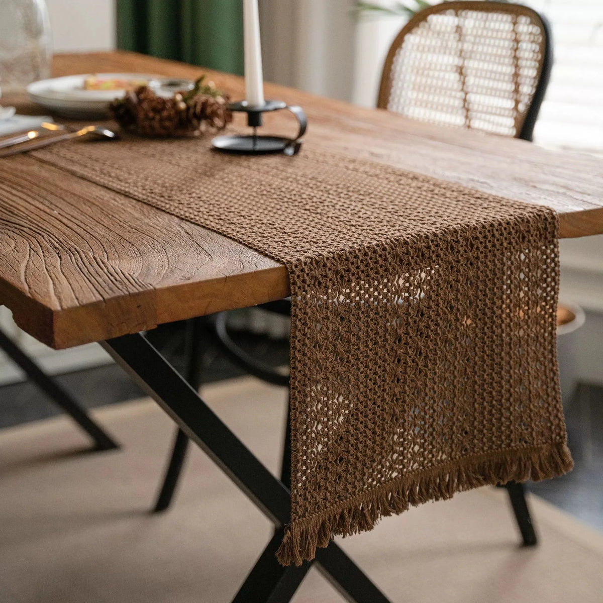 Khaki Cotton And Linen Table Runner Pure Color Woven Tablecloth Kitchen Dining Table Runners Home Table Decor