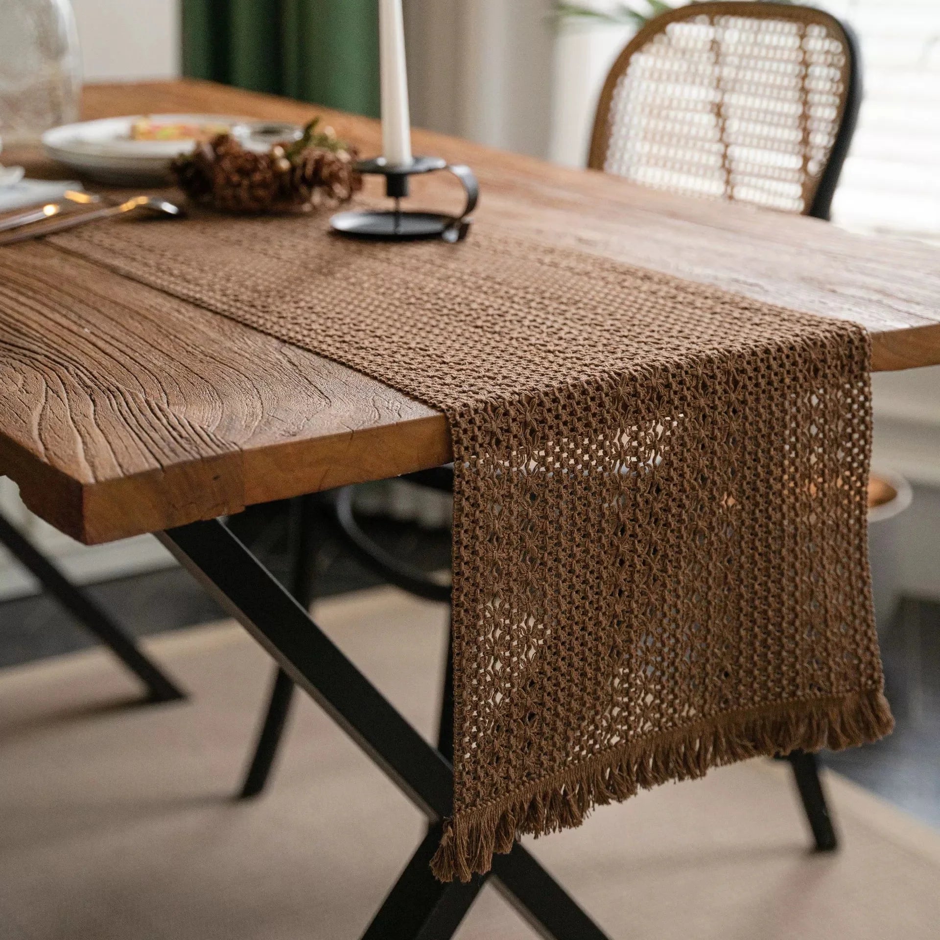 Khaki Cotton And Linen Table Runner Pure Color Woven Tablecloth Kitchen Dining Table Runners Home Table Decor