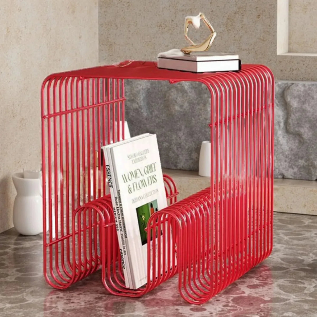 Modern Minimalist Metal Shelf - Versatile Wall/Floor Organizer for Coffee Table, Sofa Side or Bedside Storage