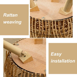 Woven Flower Pot, Faux Rattan Plant Stand, Tall Living Room Floor Shelf, Balcony Bamboo Woven Flower Basket Planter