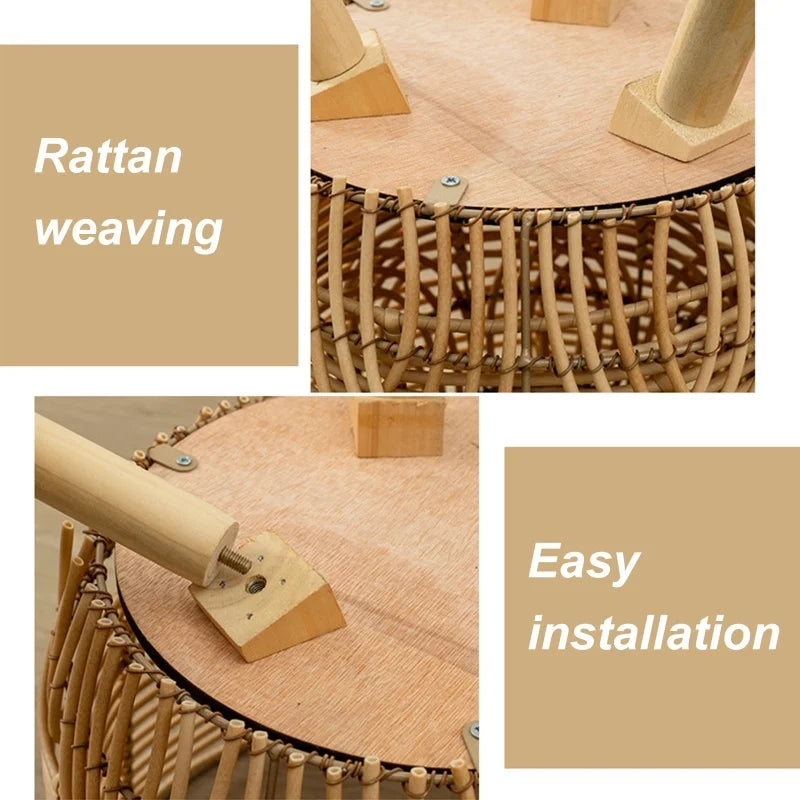 Woven Flower Pot, Faux Rattan Plant Stand, Tall Living Room Floor Shelf, Balcony Bamboo Woven Flower Basket Planter