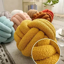 Woven Ball Pillow Knotted Cushion with Backrest Round Ball Shape Perfect for Sofa Decoration For Home Bedroom Decoration