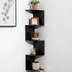 2/4/5-Tier Wooden Corner Shelf, Burlywood Storage Shelf, Boho Home Decor Floating Wall Organizer, Aesthetic Room Decoration