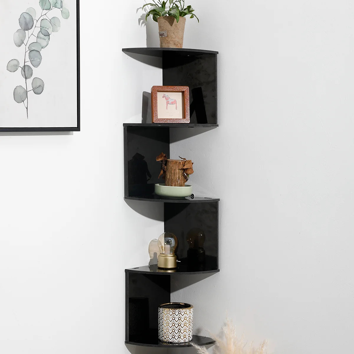 2/4/5-Tier Wooden Corner Shelf, Burlywood Storage Shelf, Boho Home Decor Floating Wall Organizer, Aesthetic Room Decoration
