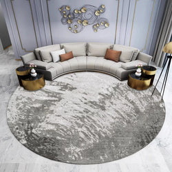 Modern-Style Rugs for Living Room, Light Luxury Bedroom Decor, Round Rug, Thick Plush Lounge Rug, Fluffy Soft Floor Gray Mat