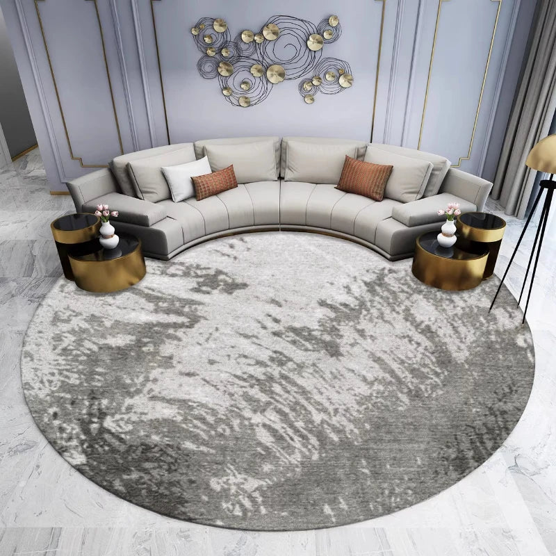 Modern-Style Rugs for Living Room, Light Luxury Bedroom Decor, Round Rug, Thick Plush Lounge Rug, Fluffy Soft Floor Gray Mat