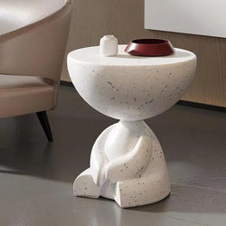 Cream-Colored Trendy Living Room Small Coffee Table, Creative Simple Plastic-Edge INS-Style Bedroom Corner Table
