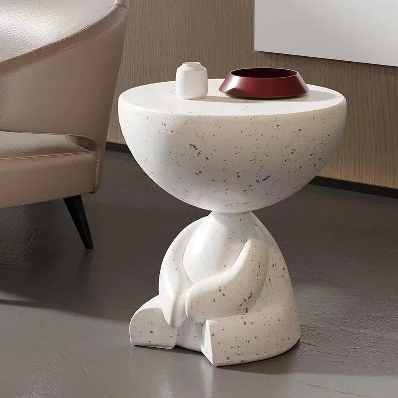 Cream-Colored Trendy Living Room Small Coffee Table, Creative Simple Plastic-Edge INS-Style Bedroom Corner Table